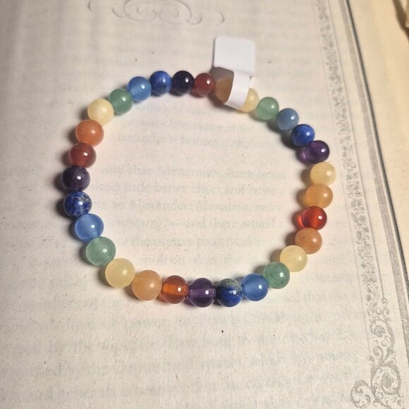 Chakra / Rainbow Bracelet with Assorted Gemstones - Picture 3 of 5